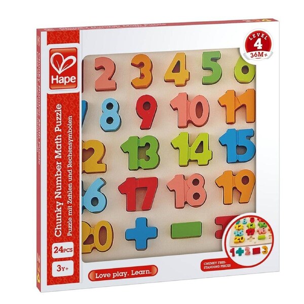 Hape Chunky Number Math Puzzle Educational Kids/Toddler Learning Activity Toy 3+