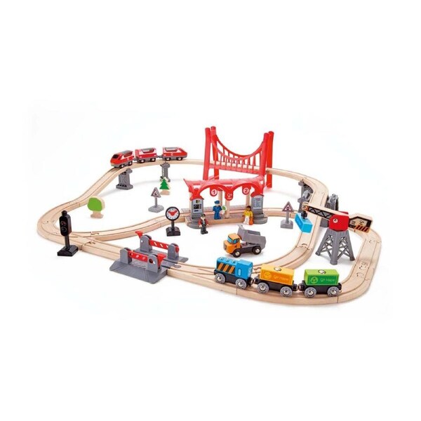 Hape Busy City Rail Train Set Vehicle Pretend Play Kids/Toddler Activity Toy 3+