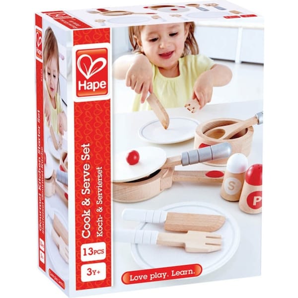 Hape Cook & Serve Set Imaginative Kids/Toddler Pretend Play Activity Toy 3+