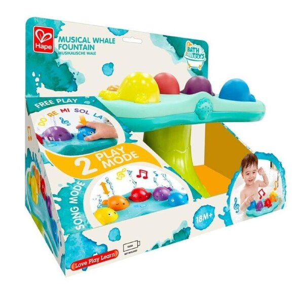 Hape Musical Whale Fountain Bath/Pool Time Fun Activity Kids/Toddler Toy 18m+