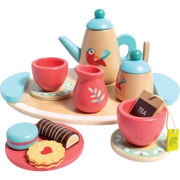 Hape Wooden Tea Set Food/Drink Pretend Play Kids/Toddler Activity Toy Playset 3+