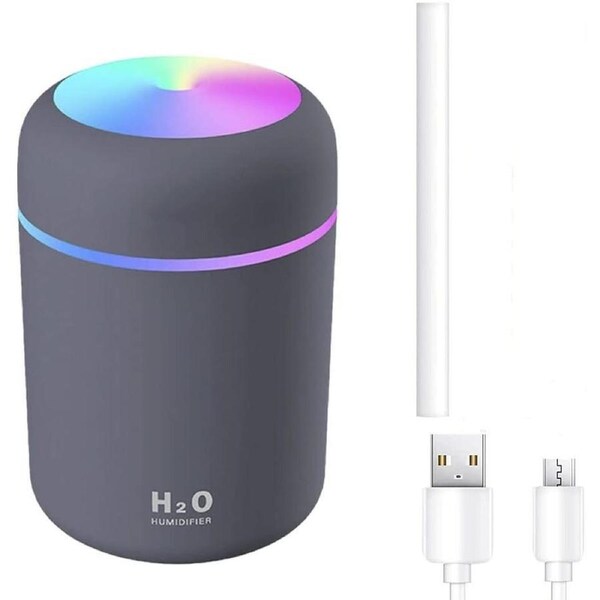 Car USB Air Purifier Diffuser Aroma Oil Humidifier Mist Led Night Light Grey