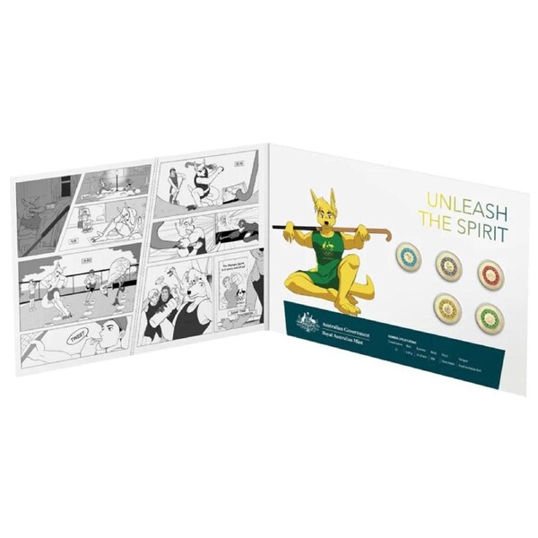 $2 2020 Australian Tokyo Olympic Team 5 Coin Collection coloured