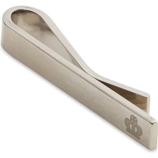 Jeff Banks Men's Signature Crown Rectangluar 3.5cm Formal Metal Tie Bar Silver