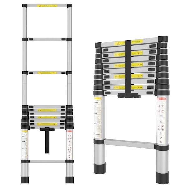 Advwin 3.2m Telescopic Ladder Portable Extension Aluminum Telescoping Ladder for Household and Outdoor Working