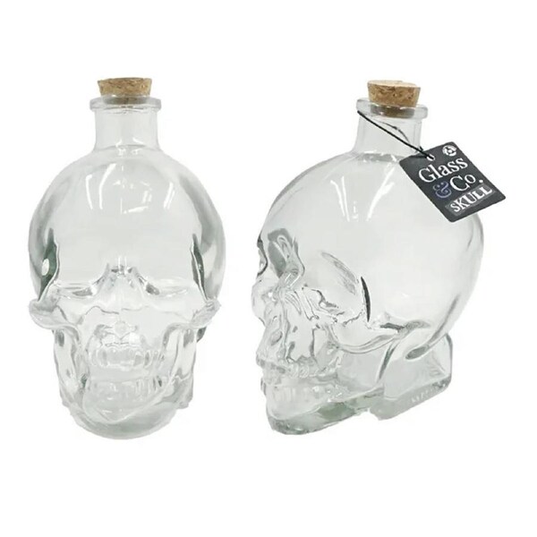 10 x Glass 3D Skull Head Drinking Bottle 380ml Wine Whisky Vodka Flask Decanter