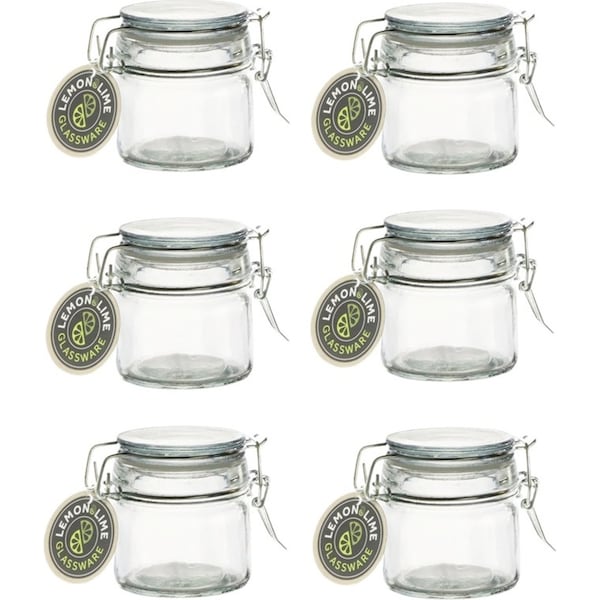 6 X Glass Clip Jar Airtight Canister Food Kitchen Pantry Storage Container 100ML