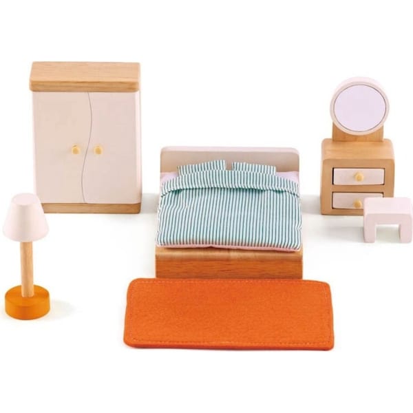 Hape Master Bedroom Kids Wooden Dollhouse Furniture Imaginative Play Toy 3+