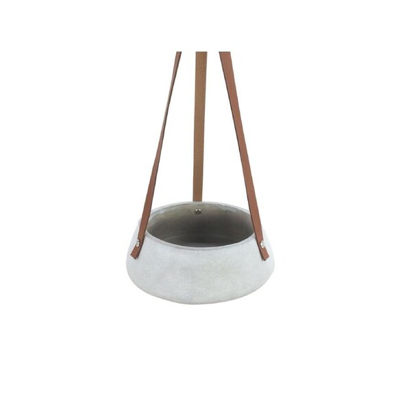 Maine & Crawford 20x8cm Lucee Concrete Hanging Pot w/ Leather Strap Decor Grey