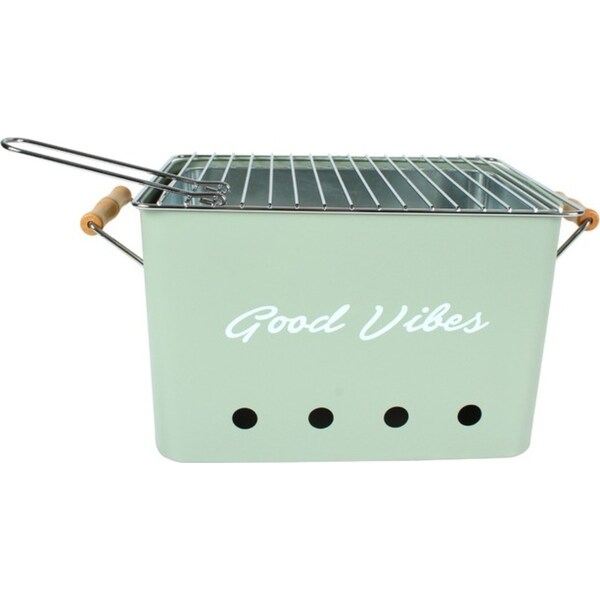 Good Vibes 43x22cm Beach/Outdoor Charcoal Portable BBQ/Barbecue Hamptons Sage