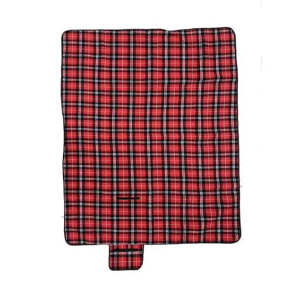 Autostyle 200x150cm Picnic Rug/Mat Tartan w/ PVC Backing Outdoor Carpet Red