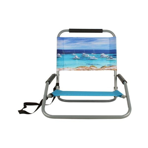 Good Vibes 60x58cm Destination Outdoor/Beach Chair Rottnest w/ Steel Frame Blue