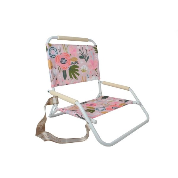 Good Vibes 60x58cm Beach/Outdoor Chair Foldable Peony Bloom w/ Steel Frame White