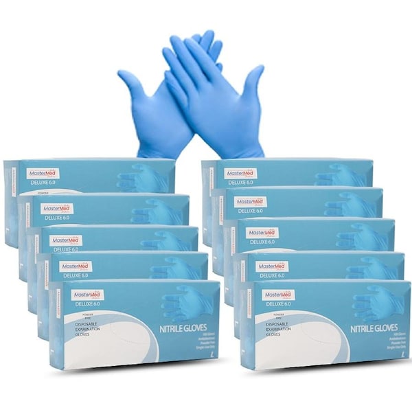 10 Boxes MasterMed Deluxe Nitrile Gloves Tear Resistant Powder free 6g (100pcs/Box) - Small