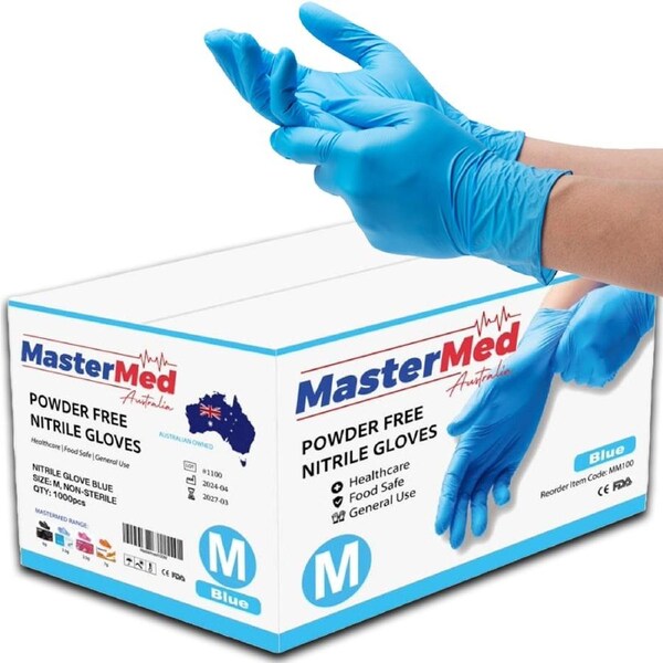 10 Boxes Mastermed Nitrile Gloves Powder free 3.5g (100pcs/Box) - Medium