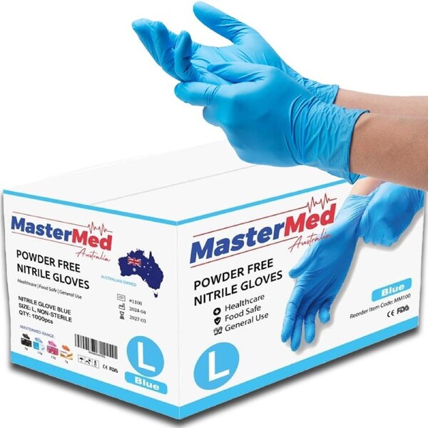 10 Boxes Mastermed Nitrile Gloves Powder free 3.5g (100pcs/Box) - Large