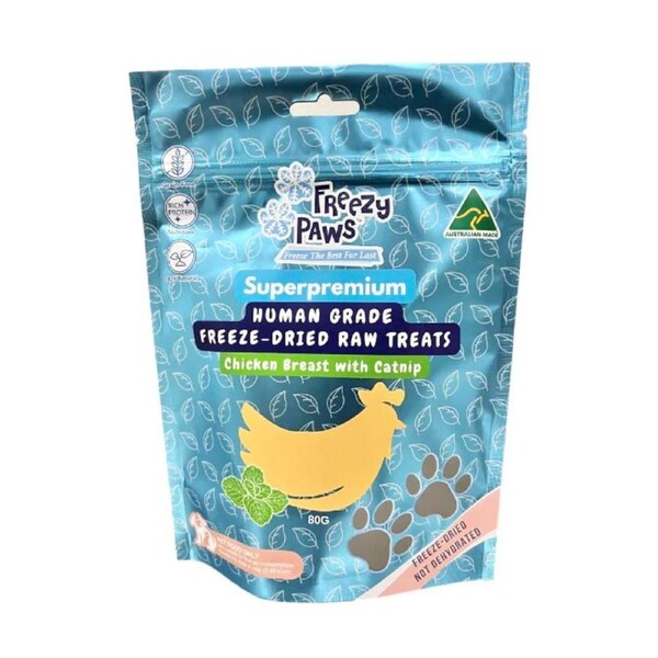 FREEZY PAWS Freeze Dried Chicken Breast Raw with Catnip 80G