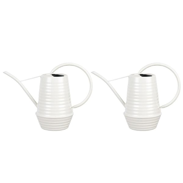 2x White 1L Galvanised Heavy Duty Outdoor Home Pot Plant/Garden Watering Can