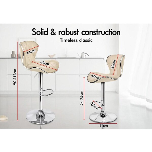 ALFORDSON Bar Stools Luna Kitchen Barstool Swivel Chair Gas Lift Leather x2 All Black x 2