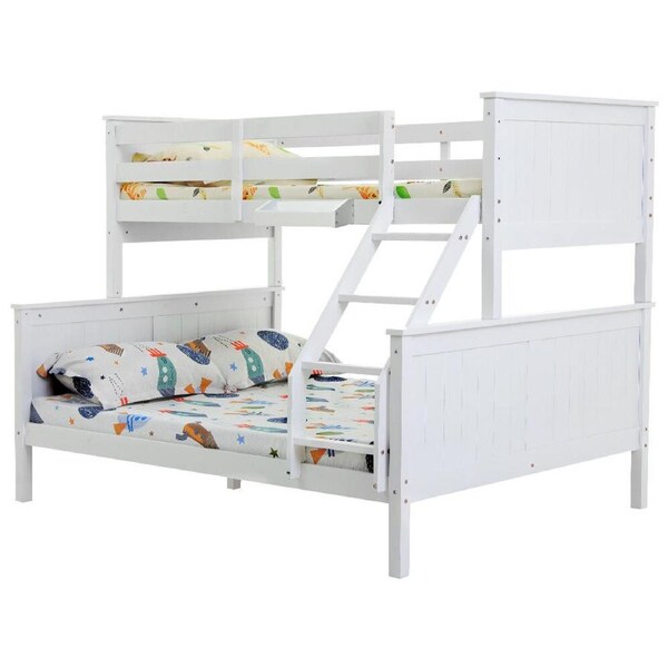 Kingston Slumber Triple Wooden Single Over Double Bunk Bed Frame for Kids, Convertible Design, White