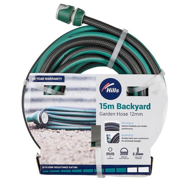 Hills Backyard Series Garden Watering Hose Flexible Kink Resistant 12mm x 15M