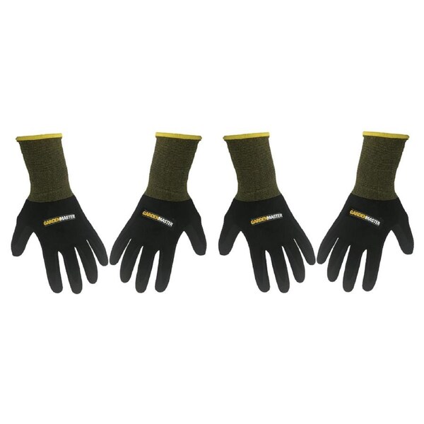2x Pairs Gardenmaster Nylon Durable Nitrile Dipped Protective Gardening Gloves L