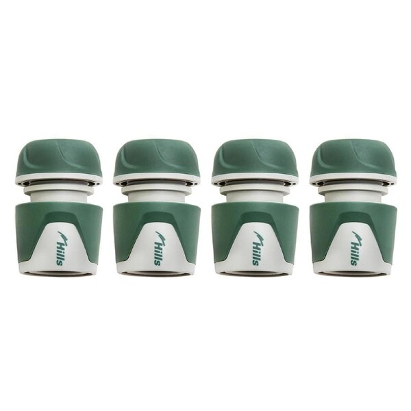 4x Hills Hose Tap Adaptor Quick Connection Fitting 12mm With Soft Grip Green/GRY