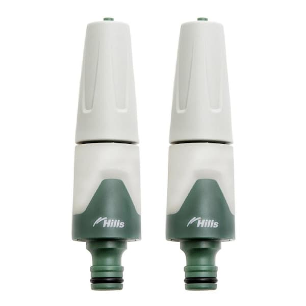 2x Hills Fully Adjustable Watering Garden Hose Nozzle 12mm With TPR Grip GRN/GRY