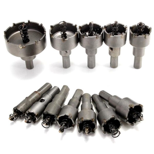 12x Carbide Tip TCT Hole Saw Cutter Drill Bit Set For Steel Metal Alloy 15-50mm
