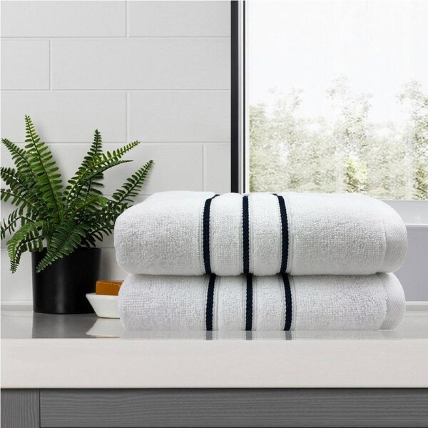 Amor Classic Bath Towel 2 PCS Dobby Stripe Super Soft Premium Cotton Charcoal