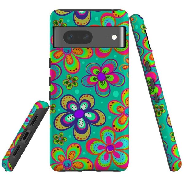 For Google Pixel 7 Case Tough Protective Cover Retro Floral Design