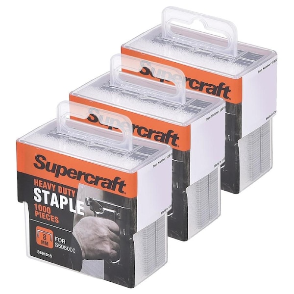 3000pc Supercraft Wood/Timber Heavy Duty DIY Staples 8mm For S595000 Stapler