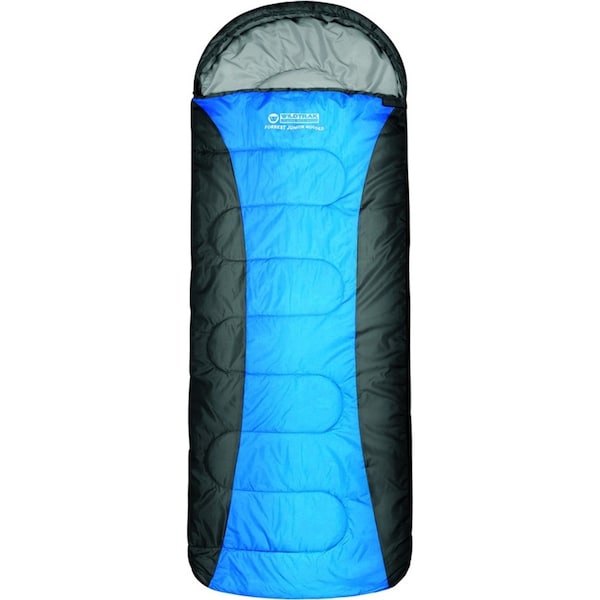 Wildtrak Forrest Junior 205x65cm Hooded Sleeping Bag Thermal Camping Blue/Grey