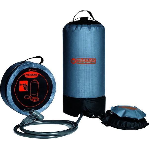 Wildtrak Heavy-Duty 15L Portable Shower Bag w/ Foot Pump Outdoor Camping Grey