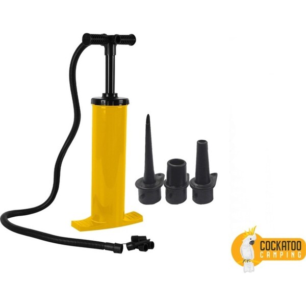 Cockatoo Camping 38cm Double Action Hand Air Pump For Mattress/Inflatable Yellow