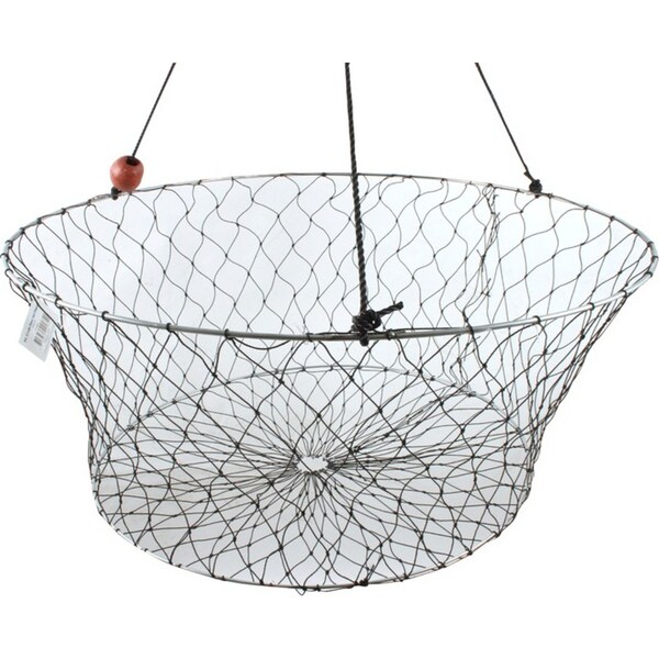 Fishteck All Mesh Round 70cm Crab Net Storage Basket XL Fishing Container Silver