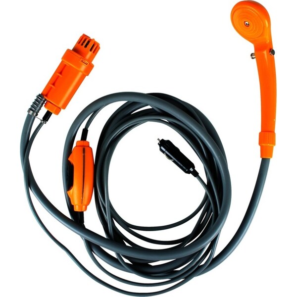 Wildtrak Camping Portable 12V Camp Shower Water Spray w/Pump/Mesh Bag Orange/GRY