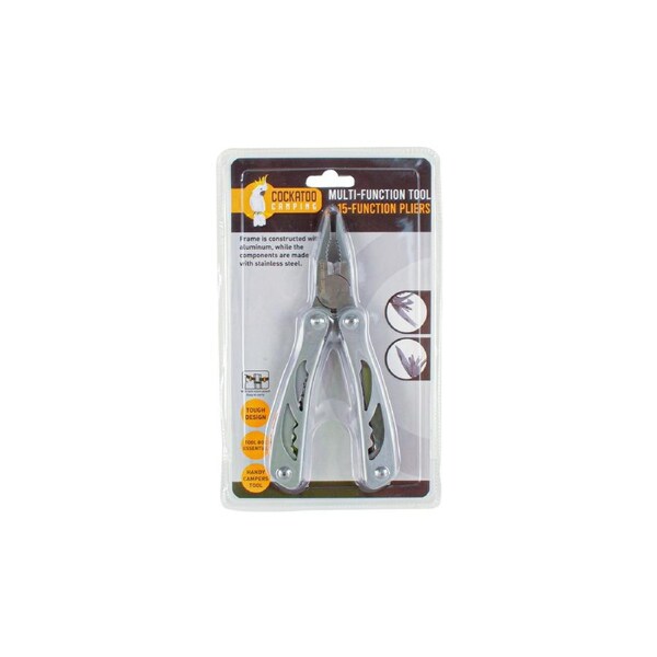 Cockatoo Camping 15-in-1 Aluminium Multi-Tool w/ Bottle Opener/Pliers Silver