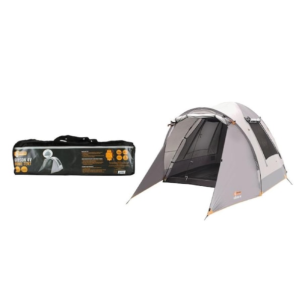 Cockatoo Camping Gibson 4V Dome Tent Waterproof Outdoor Hiking Shelter Grey