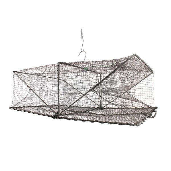 Fishteck 88x59cm Rectangular Yabbie Shrimp/Crab Trap Outdoor Fishing Cage Black