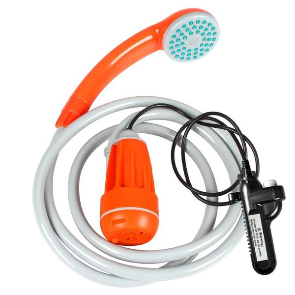 Wildtrak 12V Rechargeable Camp Shower Hose Outdoor Camping Water Spray Orange