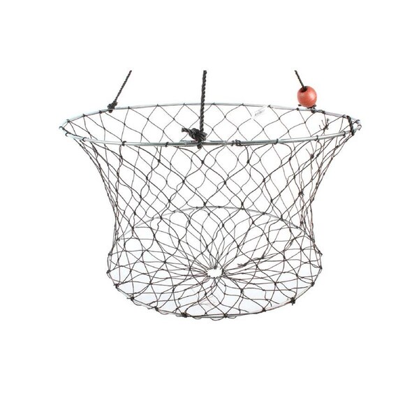 Fishteck XL 75cm Crab Net Basket w/ Mesh Base Fishing Container Storage Black
