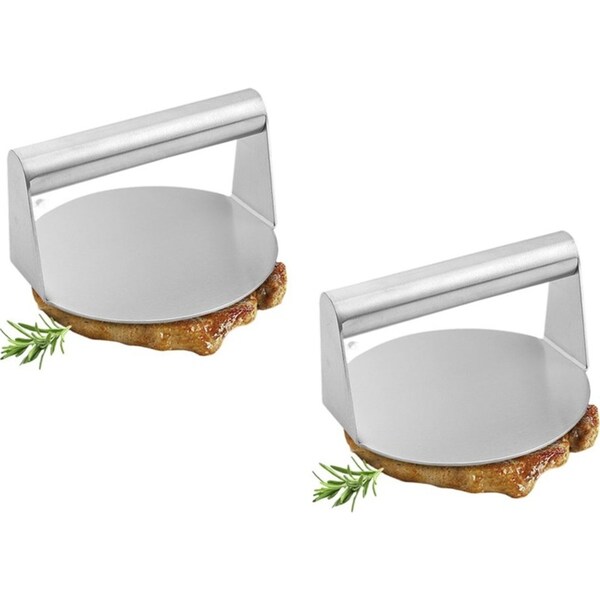 SOGA 2X Stainless Steel Burger Press Heavy-Duty Round Bacon Grill Smasher Flat Bottom Patty Maker
