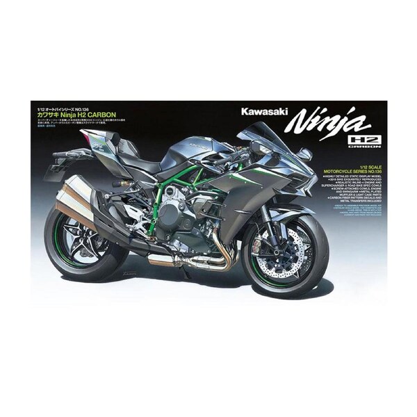 Tamiya 1:12 Scale Kawasaki Ninja H2 Carbon Model Motorcycle Plastic Toy Kit