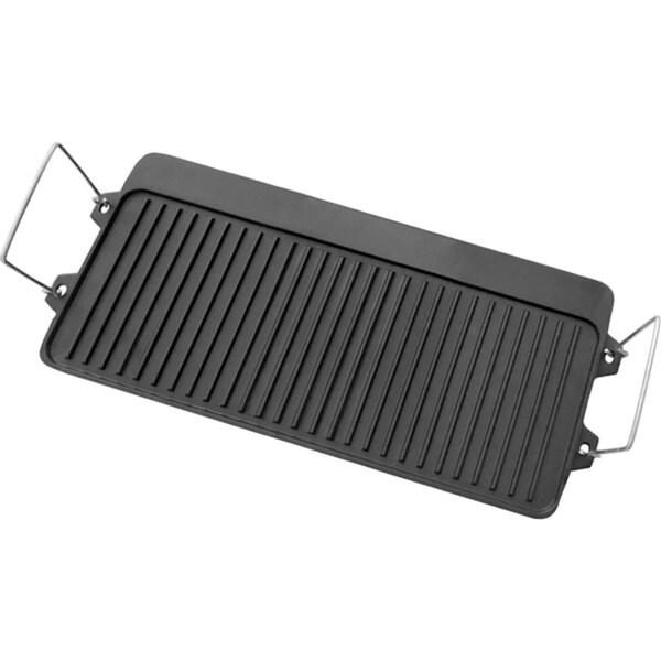 Wildtrak Reversible 52cm Cast Iron Griddle BBQ Plate Cookware For 3BR Stove BLK