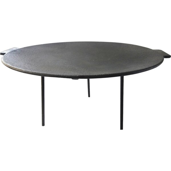 Wildtrak Round 45cm Cast Iron Camp Fire Grill Pan Camping Cookware Frypan Black