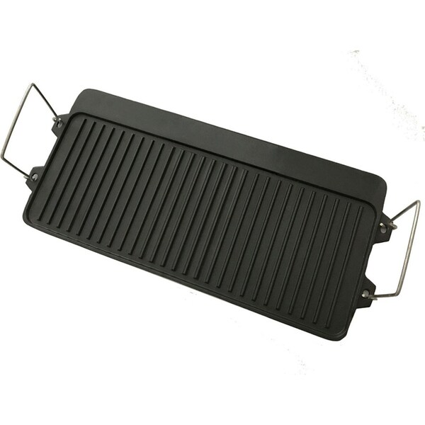 Wildtrak Reversible 40cm Cast Iron Griddle BBQ Plate Cookware For 2BR Stove BLK