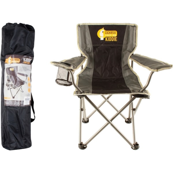 Wildtrak Kiddie 67x60cm Camp Chair w/ Cup Holder Outdoor Camping Seat Black/Grey