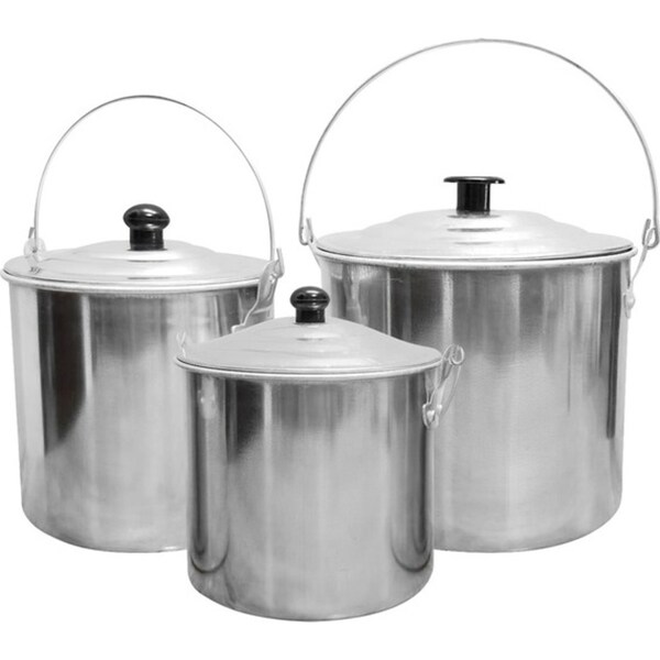 3pc Wildtrak Aluminium 1.45/1.65/2.65L Billy Can Set Camping Cookware Silver