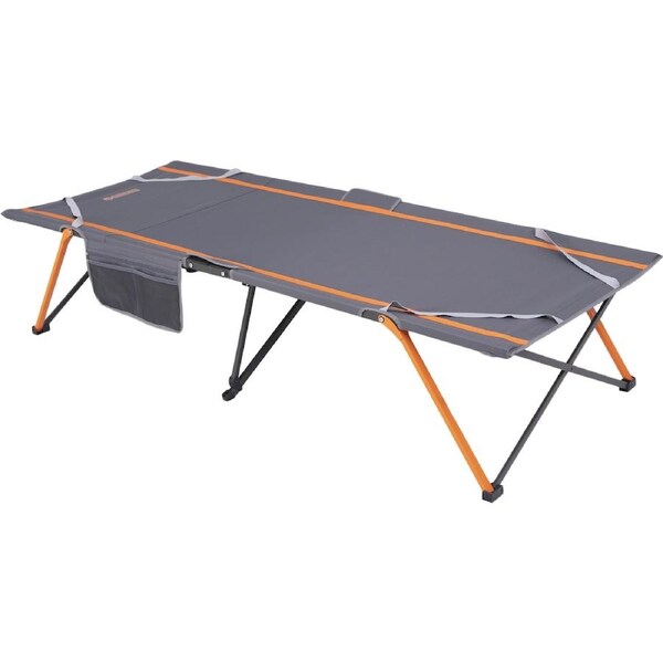 Wildtrak Jumbo Easy Up 218x42cm Stretcher Camping Single Bed w/ Carry Bag Grey